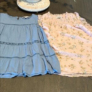 LOFT Bundle Pink Floral Top with Ruffles Blue Top with delicate details!!!